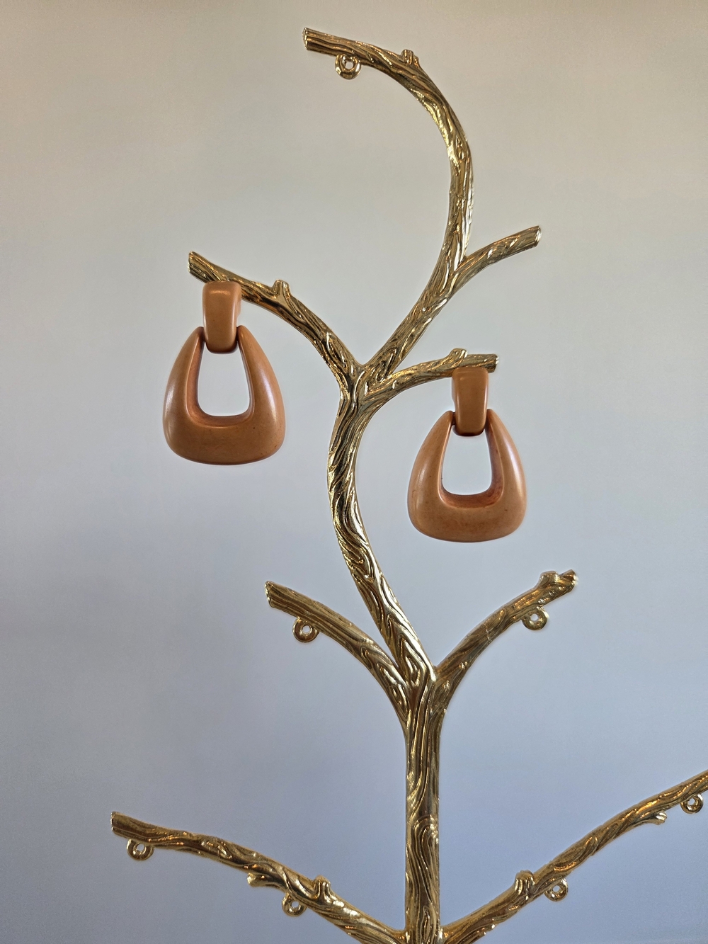 Women’s Tan Resin Hoop Drop Earrings - Minimal Modern Style
